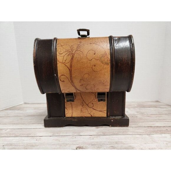 Tuscan Home Small Brown Antique Chest Jewelry Toy Treasure Box Storage - Picture 11 of 11